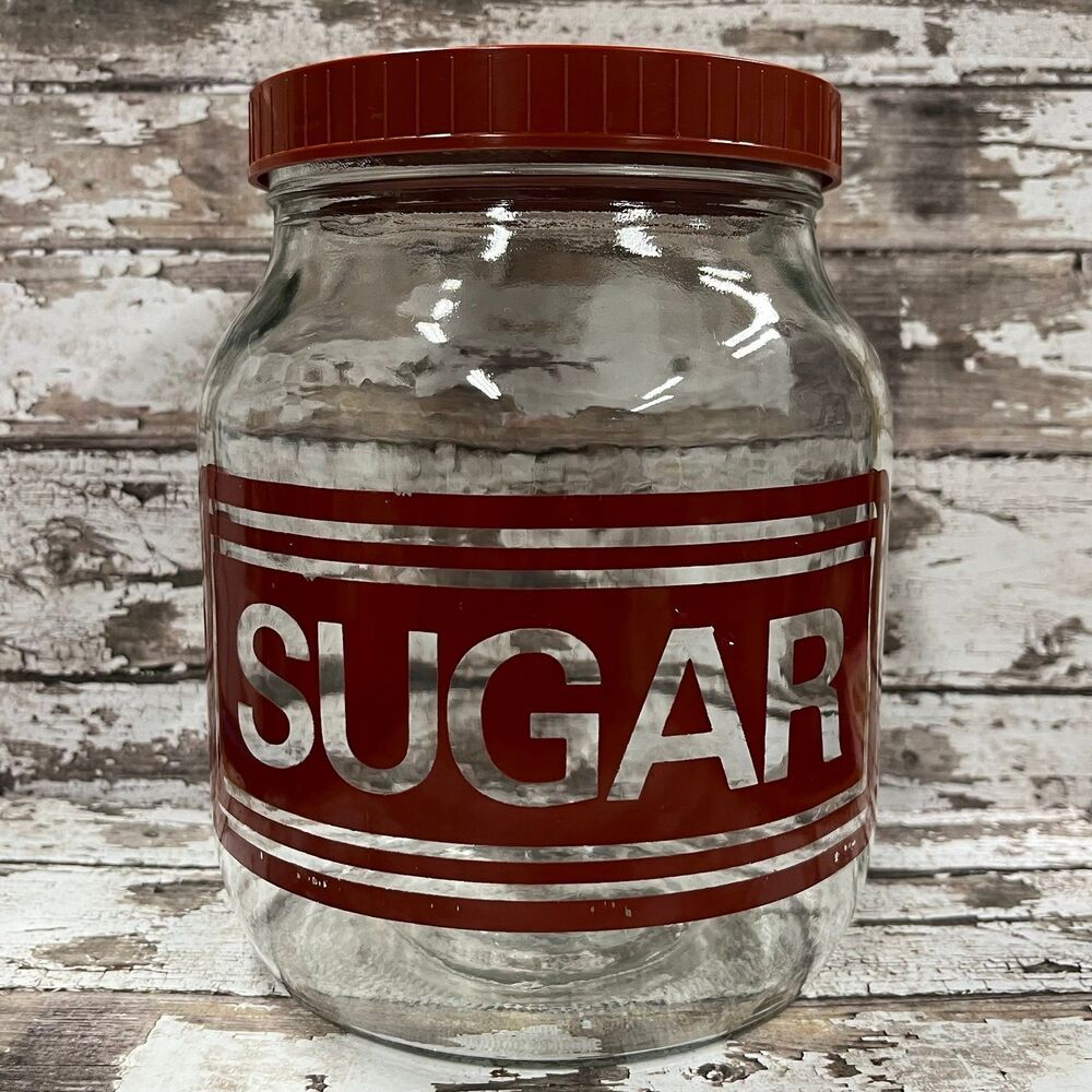 Vintage Owens Illinois Glass Co 1970s Glass Sugar Canister Jar MCM
